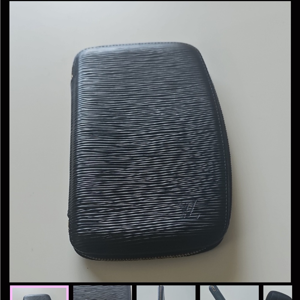 Louis Vuitton black epi zip‎ organizer zip around wallet project